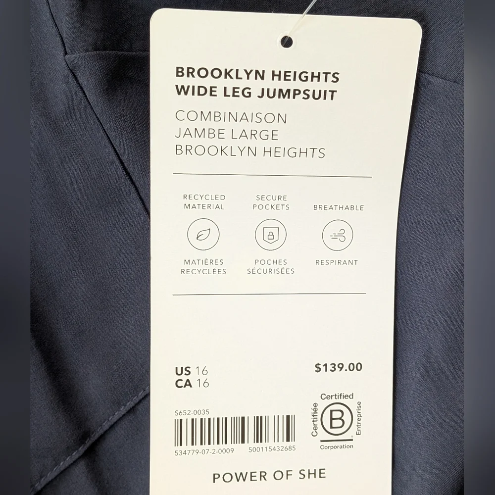 Athleta Jumpsuit Women's 16 Brooklyn Heights Wide Leg NWT - Picture 5 of 11